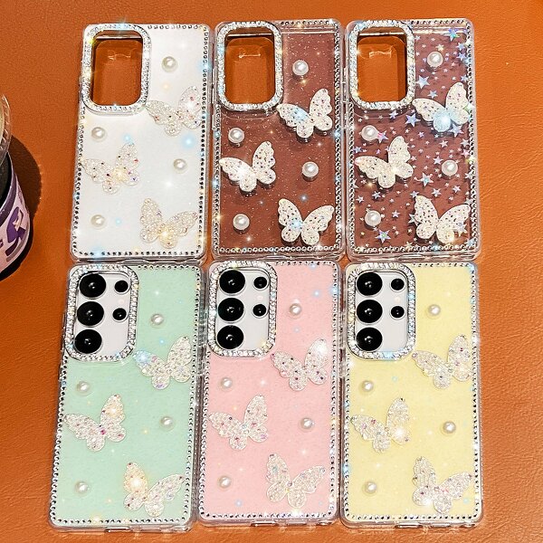 Bling Phone Case Factory - Saiboro Pearl Butterfly Glitter TPU+IMD Shockproof