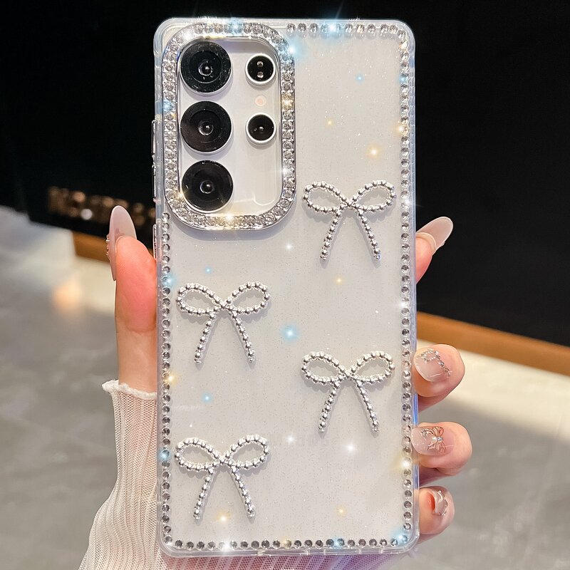 Diamond Frame Case Manufacturer - Bowknot Glitter for Samsung S25 Ultra iPhone