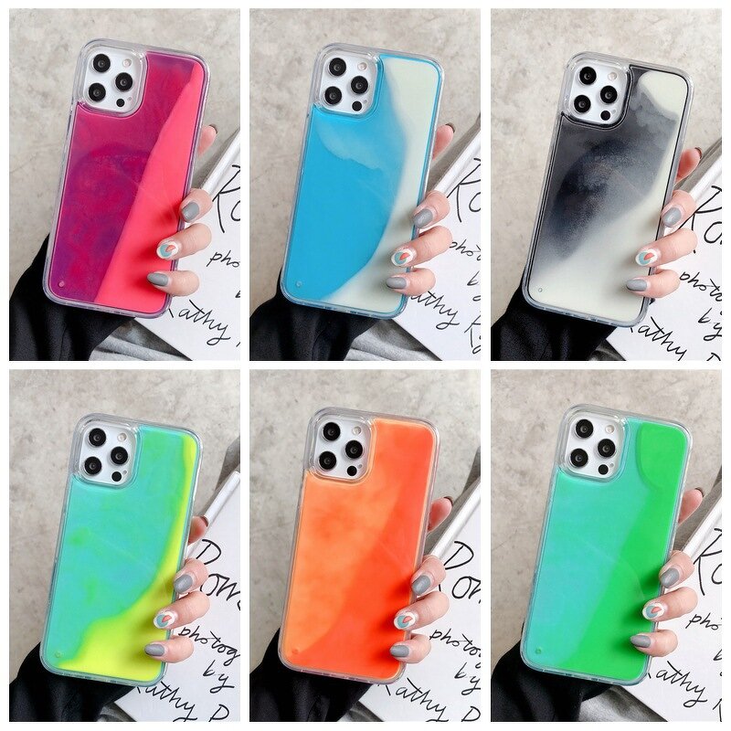 Glitter Phone Case Supplier - Neon Quicksand Liquid Luminous Back Cover