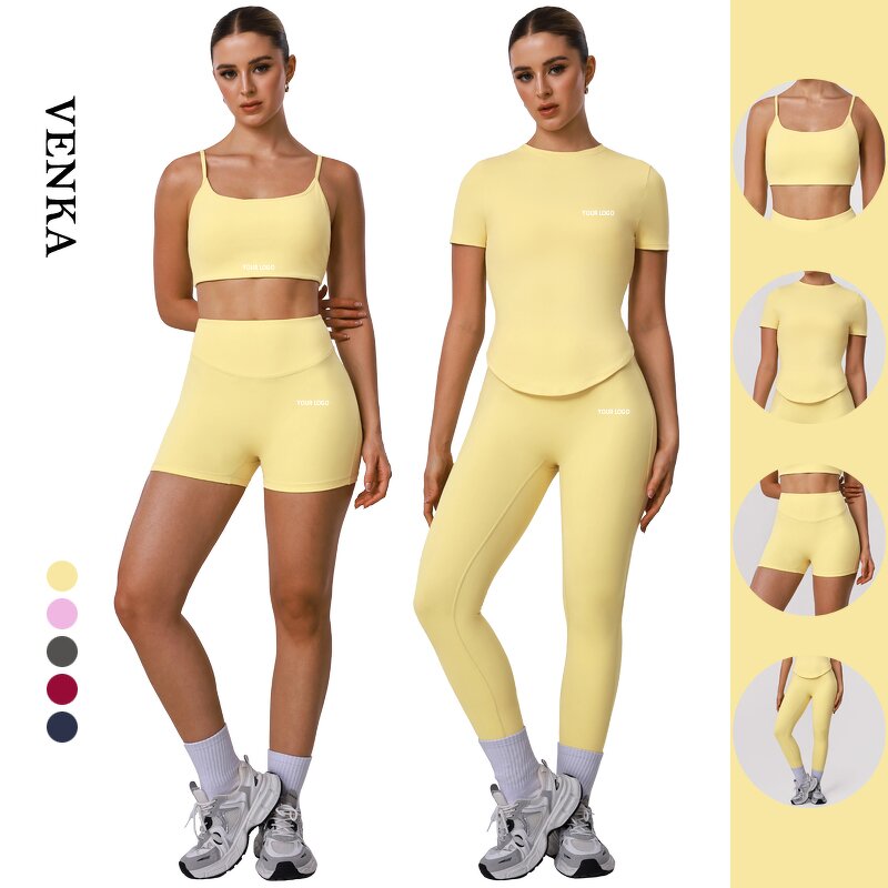 Custom Activewear Set Factory - Detachable Chest Pads Bra High Waist Leggings
