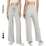 Athletic Sweatpants Factory - High Waist Drawstring Wide Legs Workout Pants