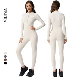 Winter Bodysuit Supplier - Front Zipper No T Line Dance Leggings Jumpsuit