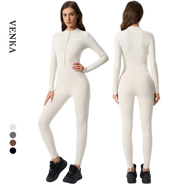 Winter Bodysuit Supplier - Front Zipper No T Line Dance Leggings Jumpsuit