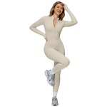 Autumn Winter Bodysuit Factory - Front Zipper No T Line Leggings Long Sleeves