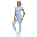 Fitness Suit Factory - V Neck Bra Half Zip Short Sleeves Tennis Skirt