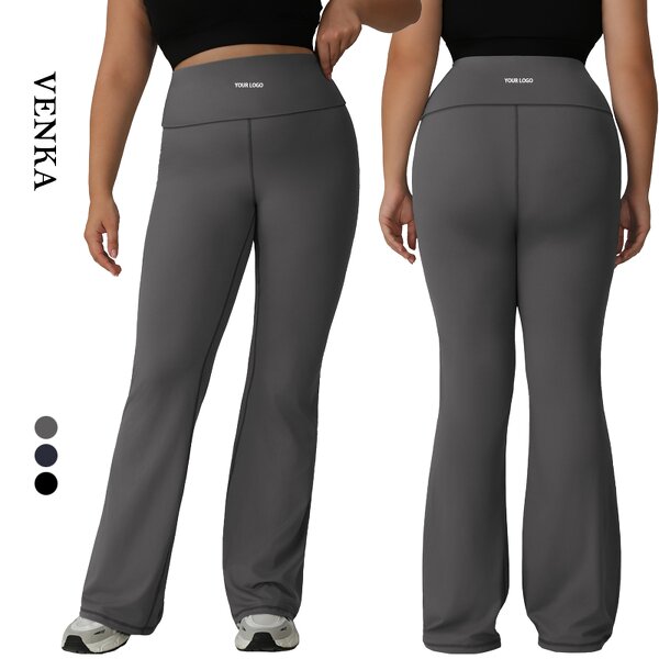 Wholesale Sweatpants Plus Size Factory - Fold Over High Waisted Custom Gym Leggings