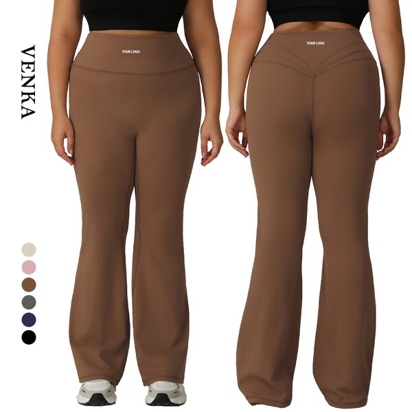 Sports Pants Plus Size Supplier - Fold Over High Waisted No T Line Wide Leg Flare