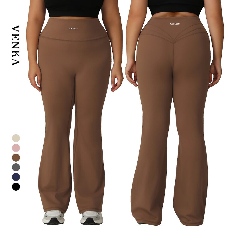 Sports Pants Plus Size Supplier - Fold Over High Waisted No T Line Wide Leg Flare