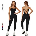 Ladies Bodysuit Factory - Sling U Neck Hip Lifting Solid Color Jumpsuit