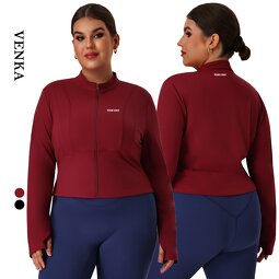 Plus Size Athletic Wear Manufacturer - Quick-Drying Tight Yoga Long Sleeve Zipper Jacket