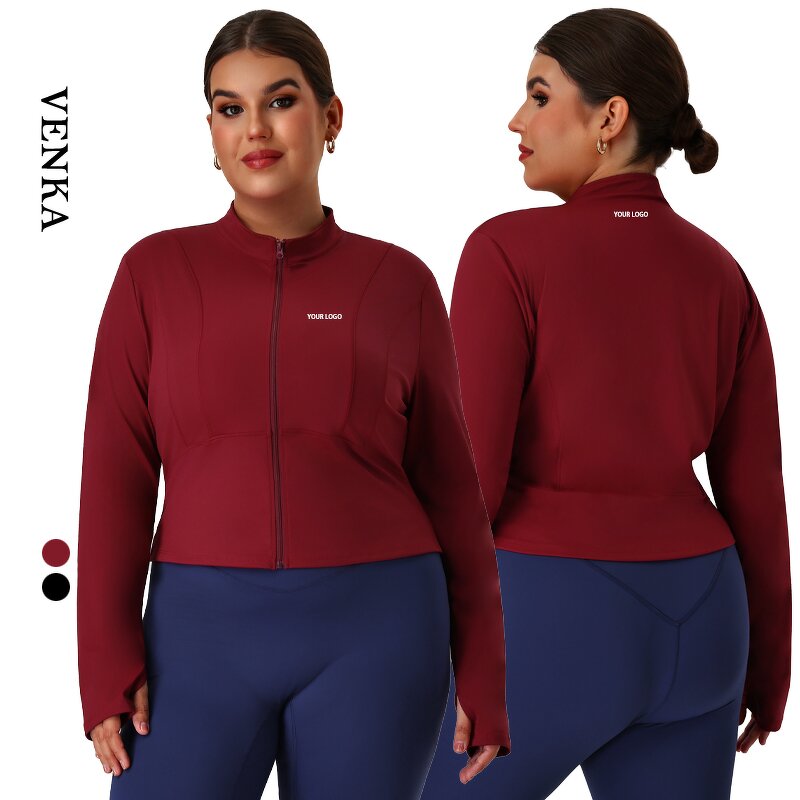 Plus Size Athletic Wear Manufacturer - Quick-Drying Tight Yoga Long Sleeve Zipper Jacket