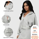 Workout Hoodie Factory - Full Zipper Loose Solid Sportswear Sweatshirt Pockets