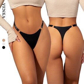 Solid Underwear Manufacturer - Low-Rise Traceless Letter Thin Strappy T Back