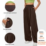Activewear Pants Manufacturer - Solid Breathable Loose High Waist Side Pockets Wide Leg