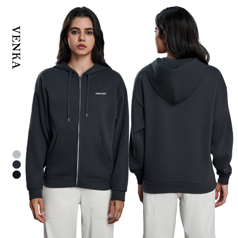 Winter Sports Top Factory - Full Zipper Loose Sweatshirt With Pockets Hoodie