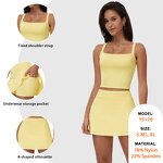 Girl Sports Set Supplier - Flat Collar Crop Top 2 in 1 Shorts Skirts