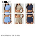 Sports Fitness Set Manufacturer - POLO Collar Crop Shirt 2 in 1 Shorts
