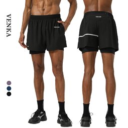2-in-1 Sports Shorts Manufacturer - Drawstring Quick Dry Pocket Reflective Strip Training
