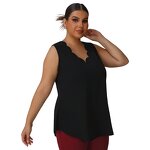 Plus Size T-shirt Factory - Loose Sleeveless Flower V-neck Comfortable Breathable
