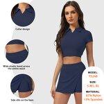 Sports Fitness Set Manufacturer - POLO Collar Crop Shirt 2 in 1 Shorts
