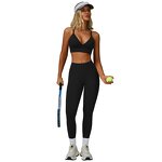 Ladies Gym Wear Supplier - V Neck Bra Thumb Hole Jacket High Waist Leggings