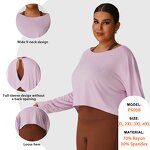 Plus Size Top Supplier - Loose Fit Open Back Long Sleeve Mesh Holes Quick Dry