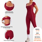 Women's Bodysuit Factory - Contrast Color Elastic Slim Fit Breast Pad