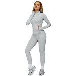 Female Gym Suit Factory - U Neck Sling Crop Top Thumb Hole Jacket