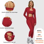 Female Gym Suit Factory - U Neck Sling Crop Top Thumb Hole Jacket