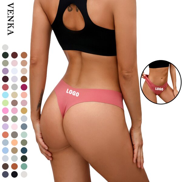 Bikini Panties Supplier - Sexy Ice Silk Seamless V Waist Low-rise Multi-Color