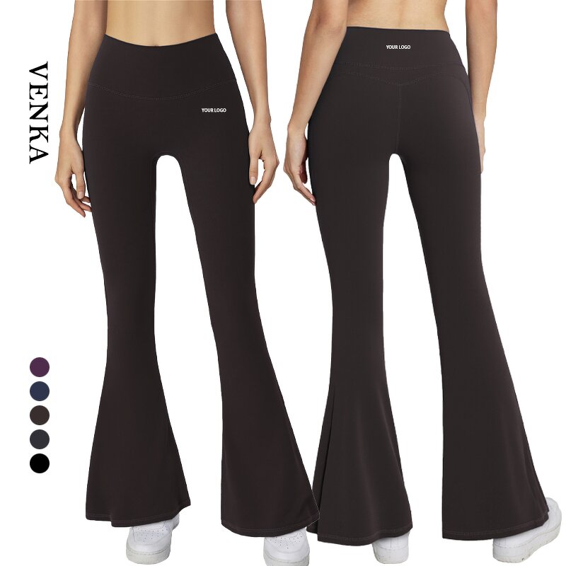 Fitness Sweatpants Manufacturer - High Waist Flared Pants Butt Lifting Solid Color