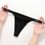 Solid Underwear Manufacturer - Low-Rise Traceless Letter Thin Strappy T Back