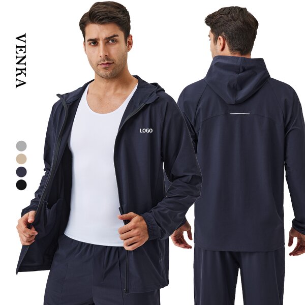 Windbreaker Hoodie Supplier - Lightweight Zipper Custom Printed Sides Pockets