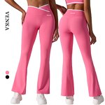 Flared Yoga Pants Factory - High Waist V Cut Butt Lifting Contrast Color Leggings
