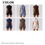 Half Zipper Bodysuit Manufacturer - Fitness One Piece Short Pants Active Wear