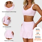 Sports Suit Manufacturer - Wide Strap Bra Pleated Skirt Yoga Set