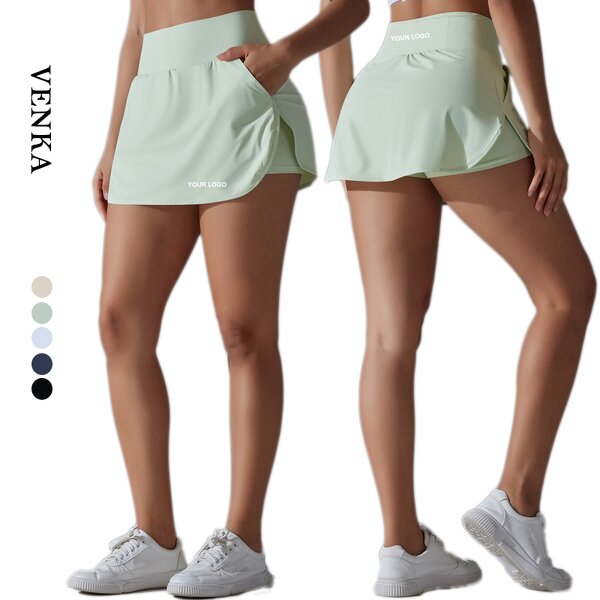 Athletic Skirt Manufacturer - Built in Shorts Pockets Custom Logo High Waist