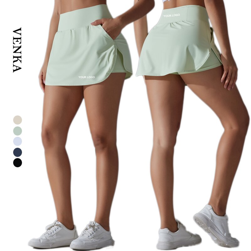 Athletic Skirt Manufacturer - Built in Shorts Pockets Custom Logo High Waist