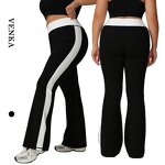 Plus Size Sweatpants Factory - Contrast Color High Waist Gym Fitness Flared Pants