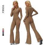 Autumn Winter Jumpsuit Factory - Front Zipper Stand Collar No T Line Flared