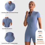 Half Zipper Bodysuit Manufacturer - Fitness One Piece Short Pants Active Wear