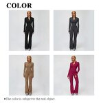 Autumn Winter Jumpsuit Factory - Front Zipper Stand Collar No T Line Flared