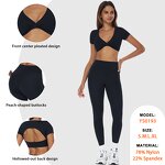 Fitness Wear Set Supplier - Contorted Fold Back Bra Short Sleeves Hip Lift Leggings