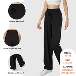 Athletic Sweatpants Factory - High Waist Drawstring Wide Legs Workout Pants