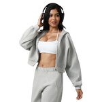 Workout Hoodie Factory - Full Zipper Loose Solid Sportswear Sweatshirt Pockets