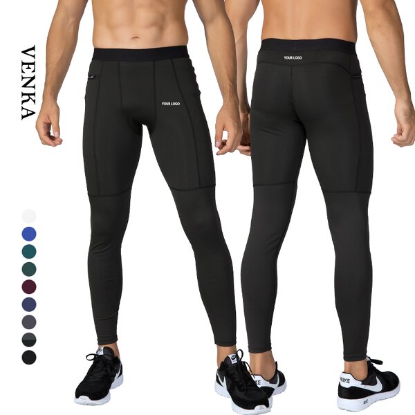 Compression Pants Manufacturer - Polyester Elastic Slim Fit Back Pockets Quick Dry