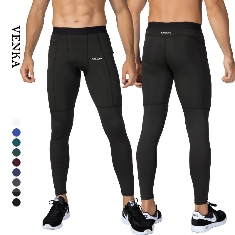 Compression Pants Manufacturer - Polyester Elastic Slim Fit Back Pockets Quick Dry
