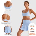 Female Gym Suit Supplier - V Neck Bra V Cross Hip Lift Flared Skirts