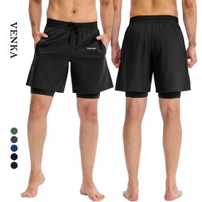 2 in 1 Running Shorts Supplier - Double Layer Gym Fitness Quick Dry Pockets