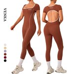 Women's Bodysuit Factory - Contrast Color Elastic Slim Fit Breast Pad